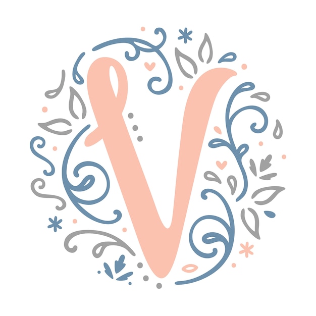 Download ' v ' letter monogram design - decorative swirl alphabet ...