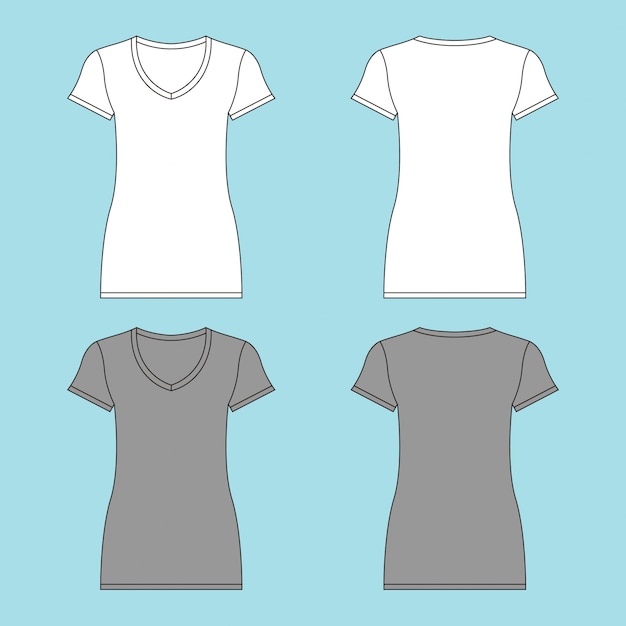 Download V neck ladies women t shirt illustration | Premium Vector