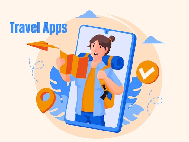 Premium Vector | Vacation travel app concept