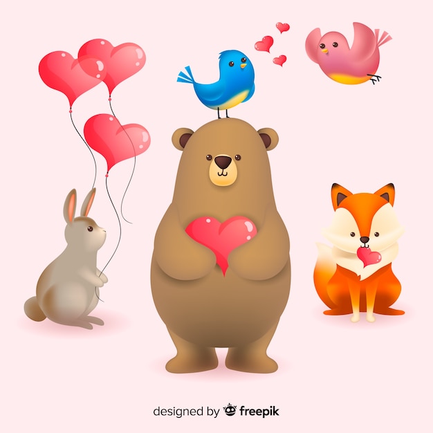 Download Valentine animal collection | Free Vector