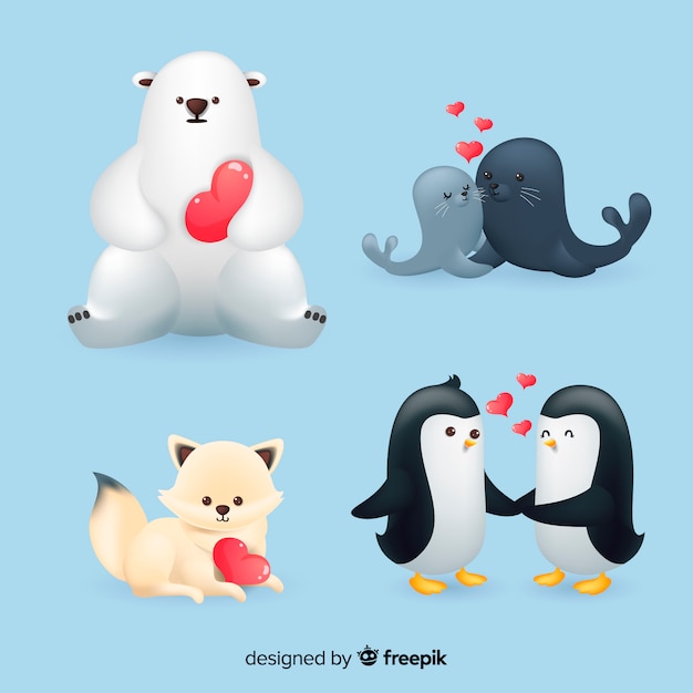 Download Free Vector | Valentine animal collection