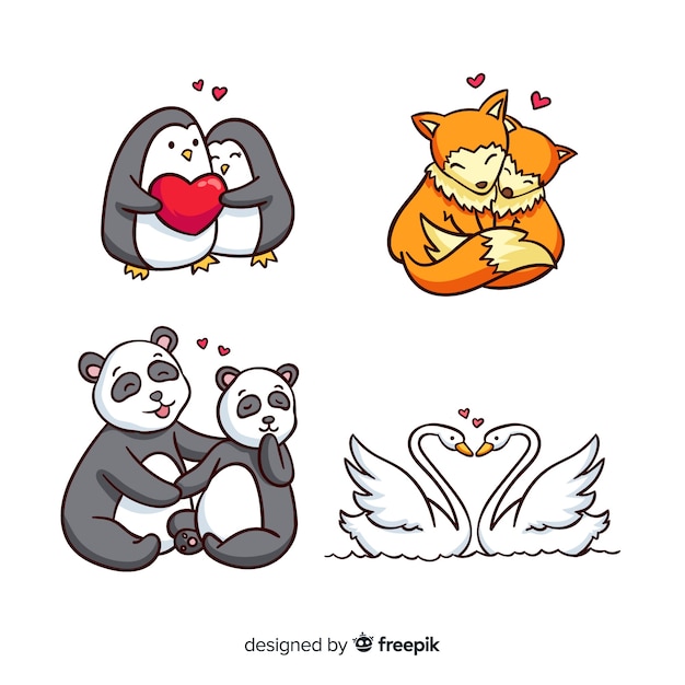 Download Valentine animal couple pack Vector | Free Download