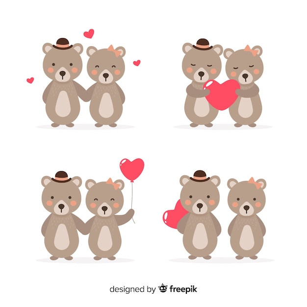 Download Valentine bear couple collection Vector | Free Download