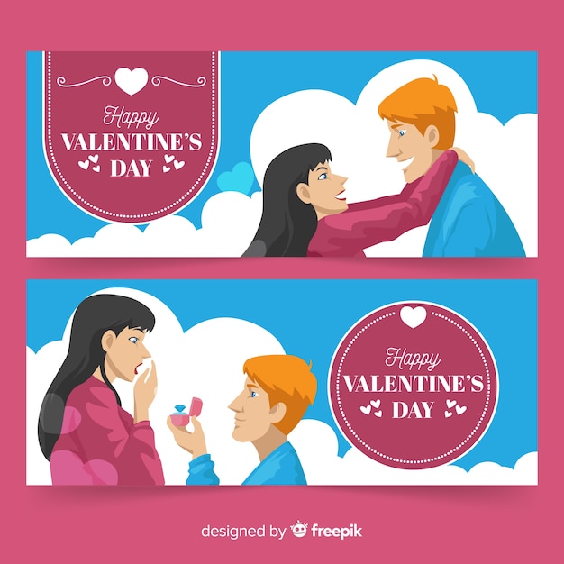 Download Valentine couple banner | Free Vector