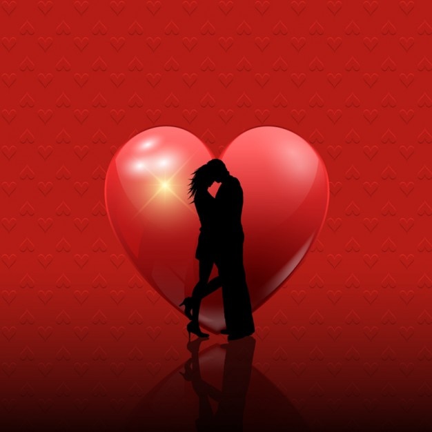 Valentine couple silhouette on a red background Vector | Free Download