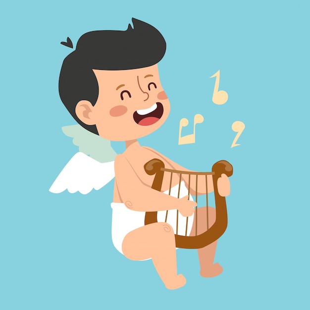 Download Valentine day cupid angel cartoon boy style vector Vector ...