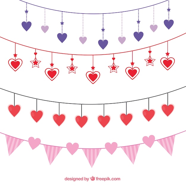 Free Vector | Valentine day garlands