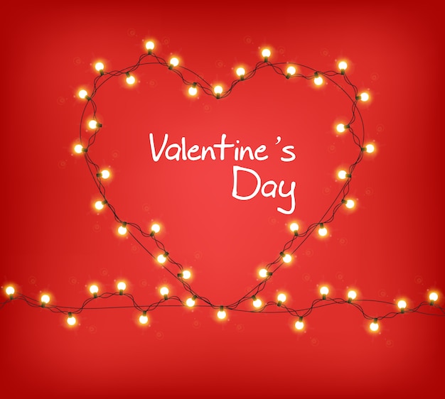 Premium Vector | Valentine day heart with glowing lights