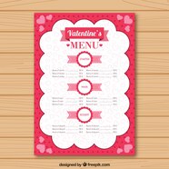 Free Vector Valentine Day Menu Template