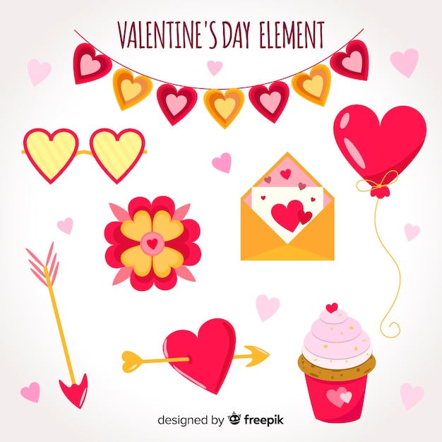 Download Valentine elements collection Vector | Free Download