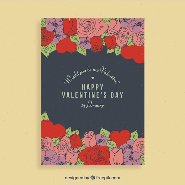 Valentine flyer design with roses