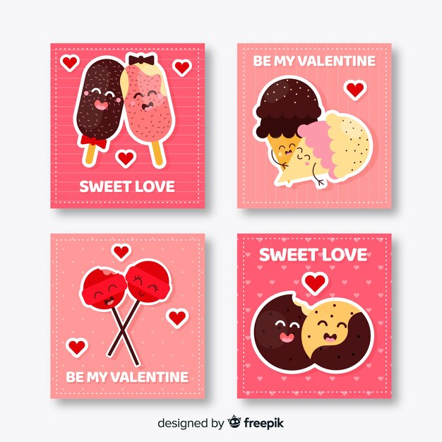 Free Vector | Valentine food card collection