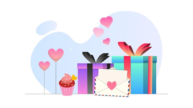 Premium Vector Valentine Gift Illustration Background