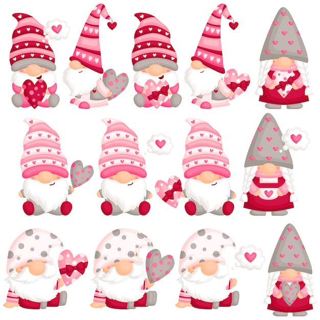 Valentine gnome in love | Premium Vector