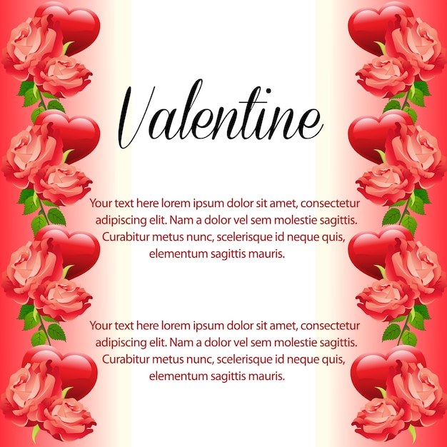 Download Valentine heart vertical border Vector | Premium Download