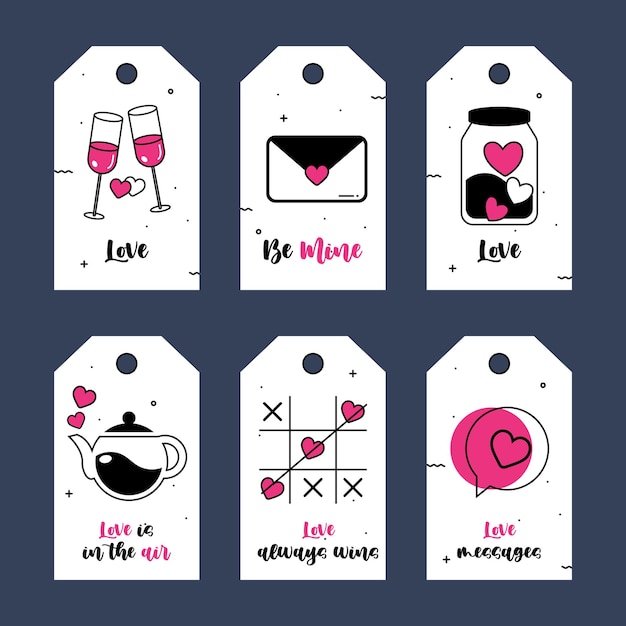 Premium Vector | Valentine hearts tag or label collection with