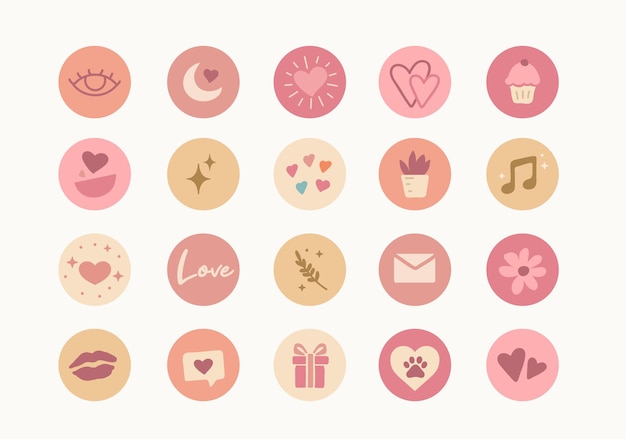 Premium Vector | Valentine instagram story highlight cover icons vector ...