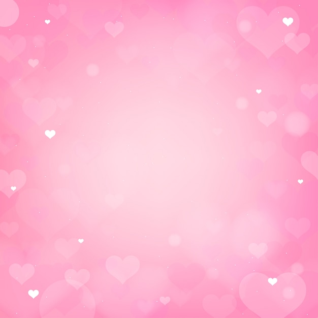 Premium Vector | Valentine pink heart bokeh background