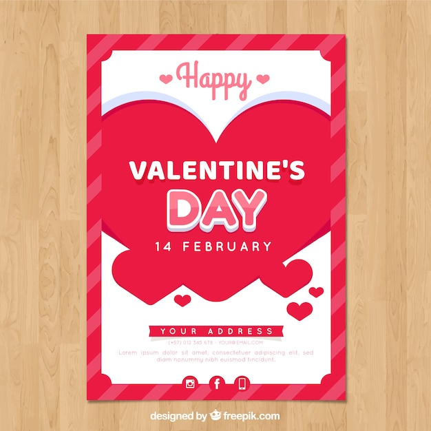 Free Vector Valentine poster template with modern heart