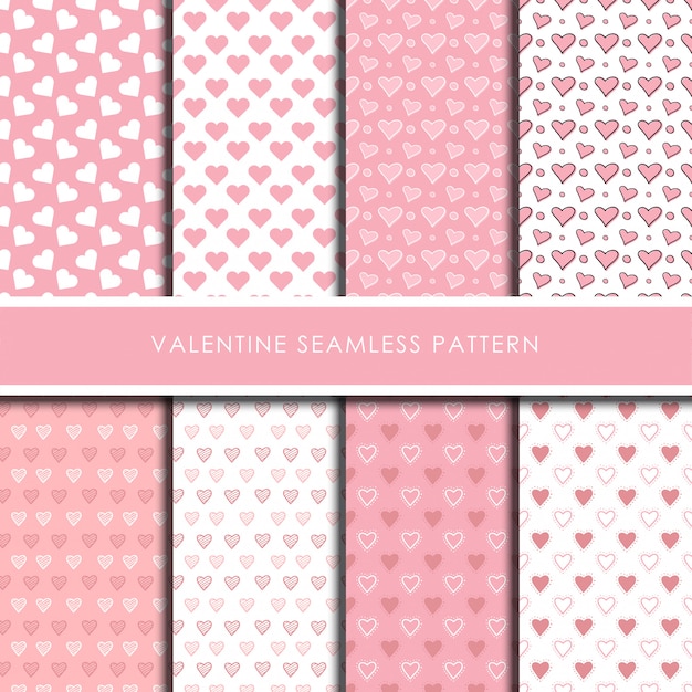 Valentine romantic seamless pattern vector set. Premium Vector