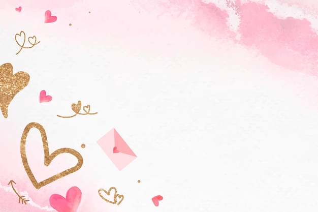 キラキラハートとバレンタインのラブレターフレームベクトルの背景 無料のベクター