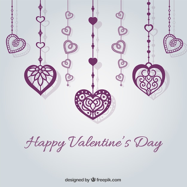 Valentine's card with purple hearts