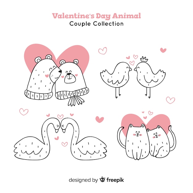 Download Valentine's day animal couples | Free Vector