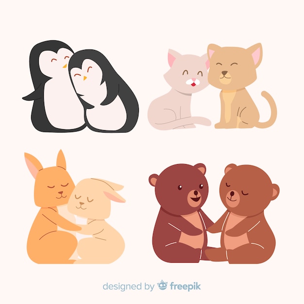 Download Valentine's day animals couple collection | Free Vector