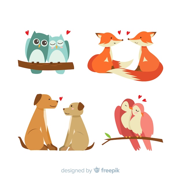 Download Valentine's day animals couple collection Vector | Free ...