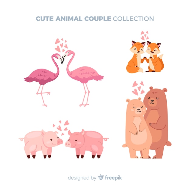 Download Valentine's day animals couple pack | Free Vector