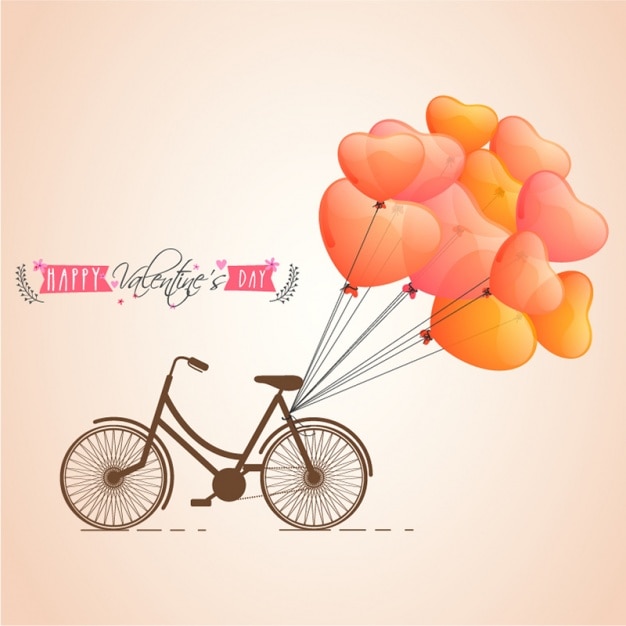 Valentine's day background of bicycle with balloons Premium Vector Valentine's day background of bicycle with balloons Premium Vector