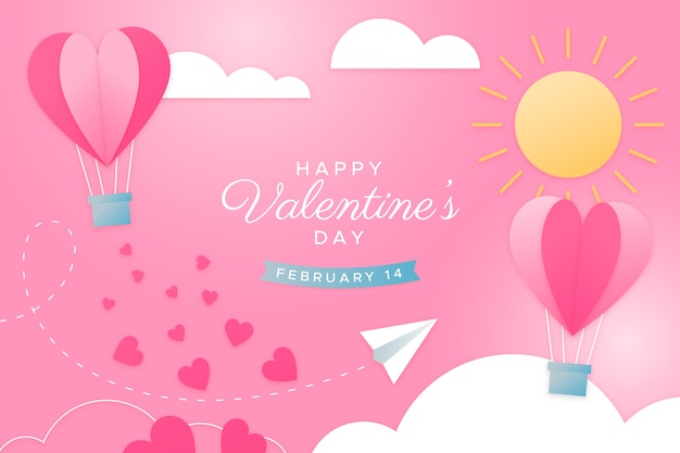 Valentine's day background in paper style Free Vector