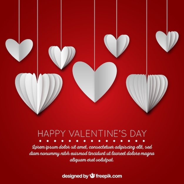 Valentine\'s day background with paper\
hearts
