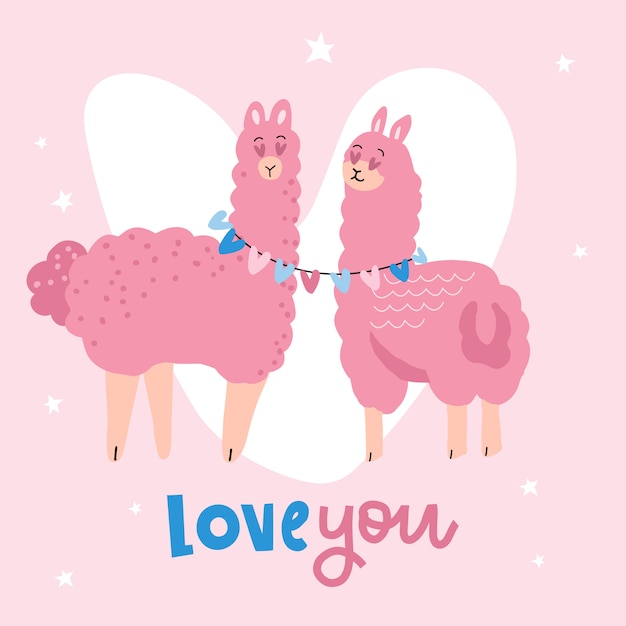 Download Valentine's day card featuring a cute llama couple ...