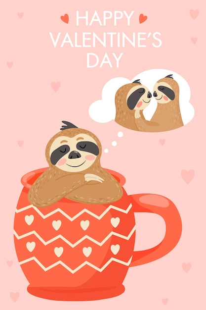 Download Premium Vector Valentine S Day Card With Sloth In Love