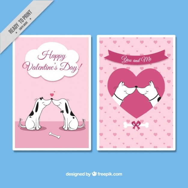 Premium Vector | Valentine's day cards of loving dogs