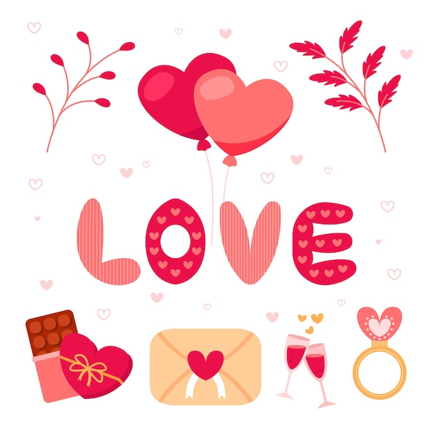 Free Vector | Valentine's day element collection in flat design