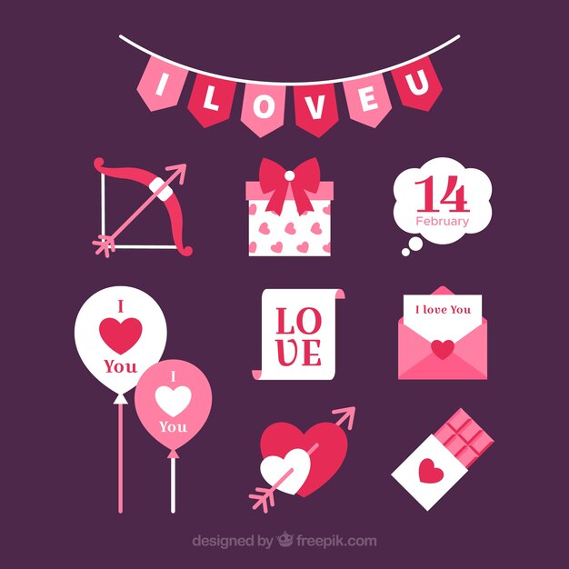 Free Vector | Valentine's day element collection