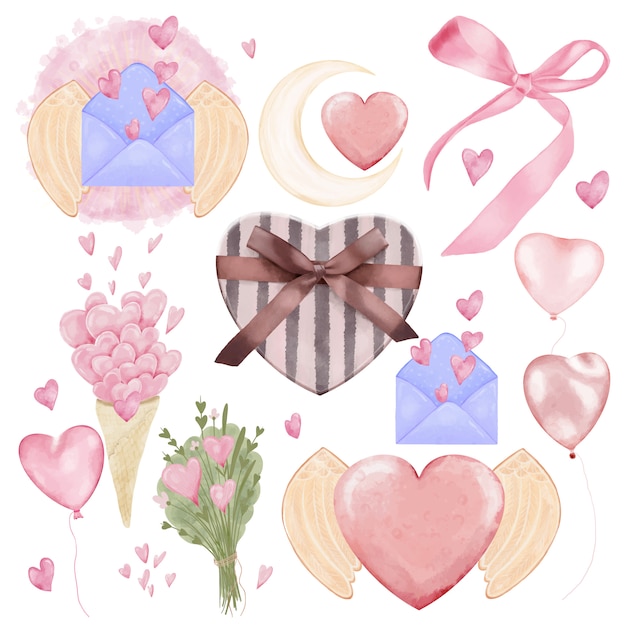 Premium Vector | Valentine's day element pack