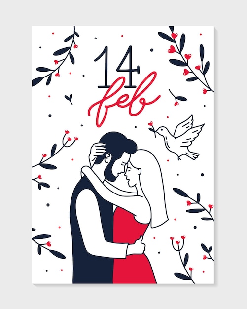 Premium Vector Valentine S Day February Card Romantic Couple Hugs