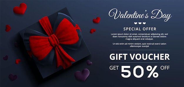 Premium Vector | Valentine's day gift voucher template.