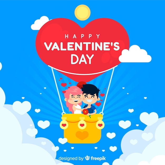 Download Valentine's day hot air balloon background | Free Vector