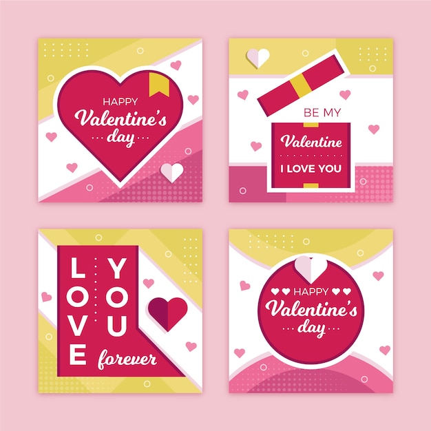 Free Vector | Valentine's day instagram post set