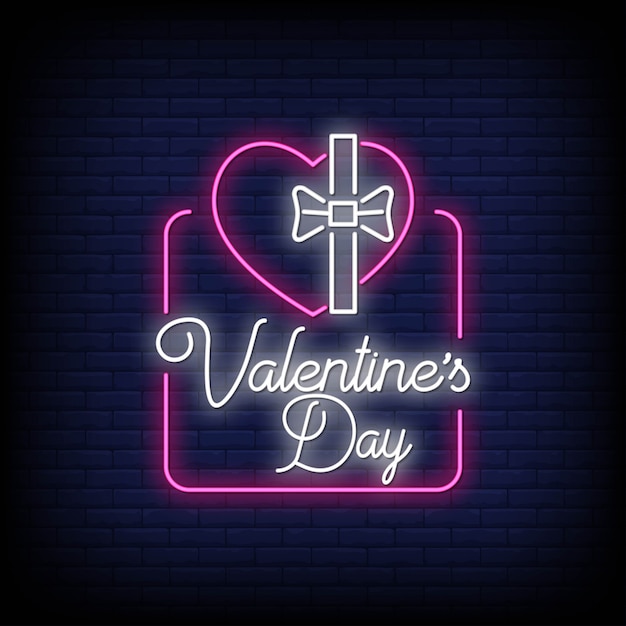 Premium Vector | Valentine's day, neon sign style effect text