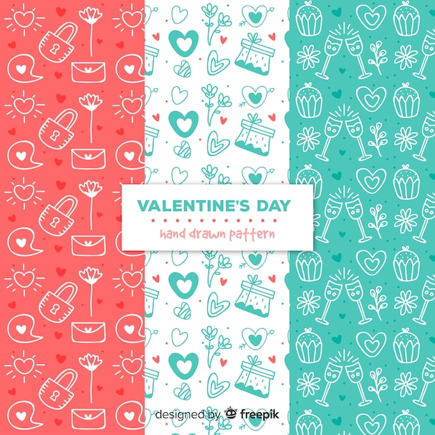 Valentine's day pattern collection Free Vector