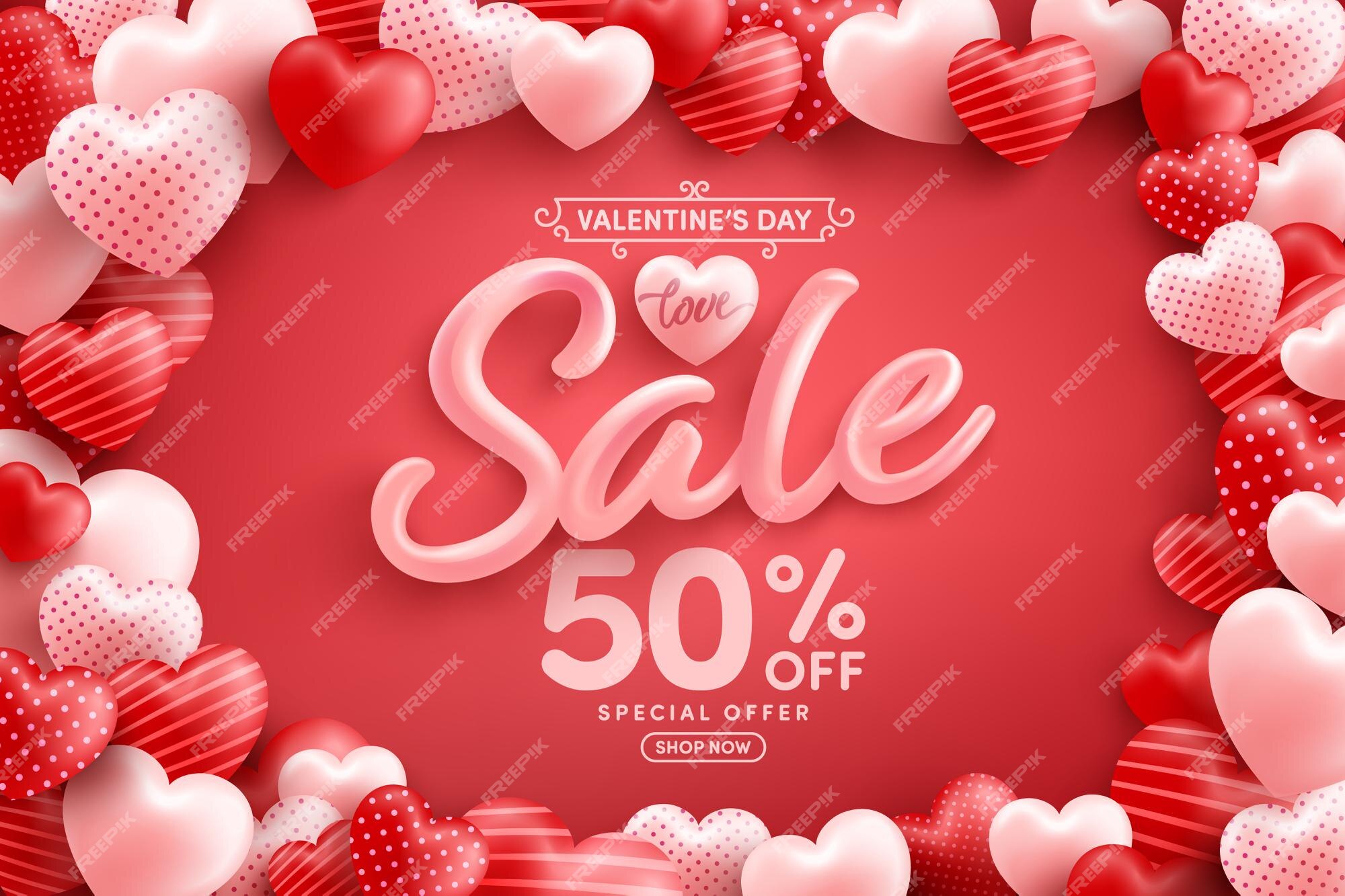 Premium Vector Valentines Day Sale 50 Off Poster Or Banner With