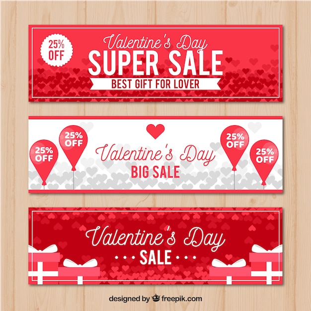 Valentine\'s day sale banners