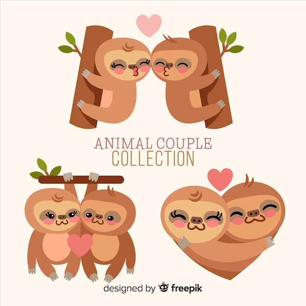 Download Free Vector Valentine S Day Sloth Couple Pack