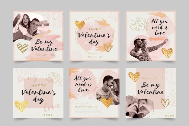 Free Vector | Valentine's day social media posts set