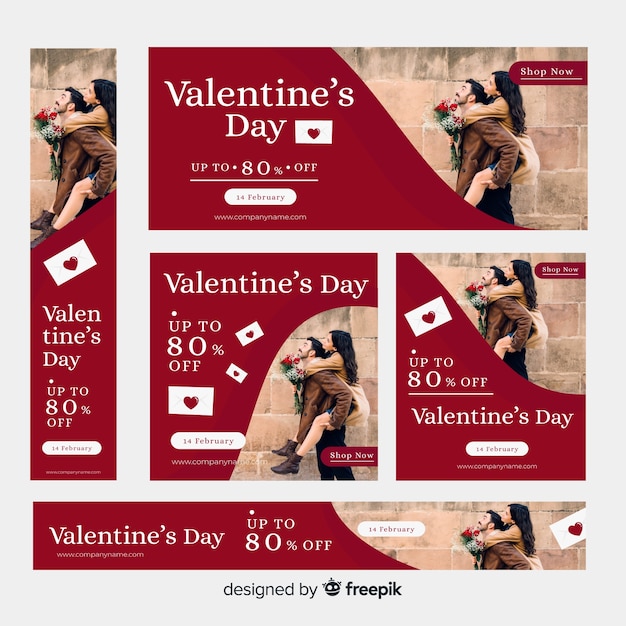 Premium Vector | Valentine's day web banners